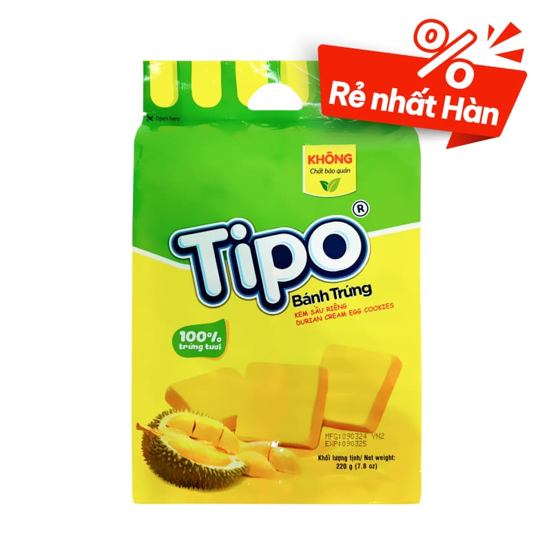 Bánh Tipo trứng vị sầu riêng 220g